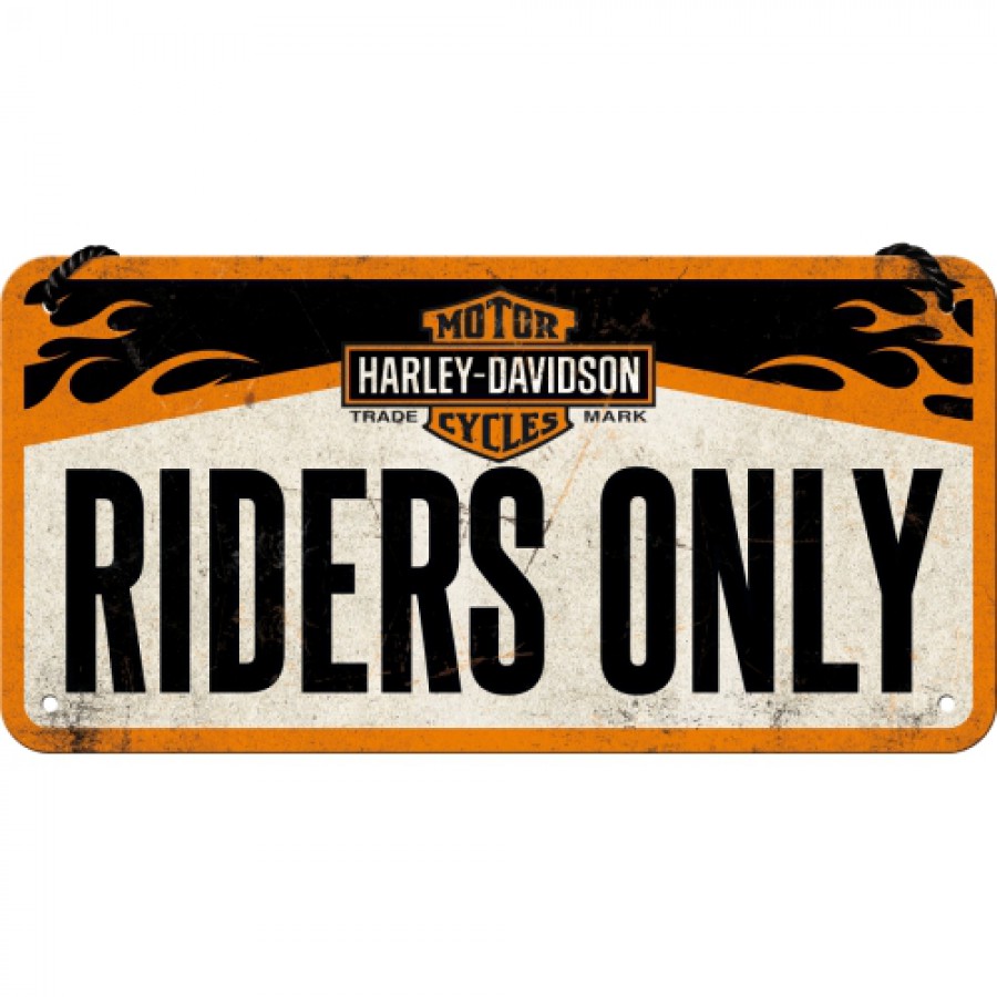 Placa metalica cu snur 10x20 Harley Davidson Riders only