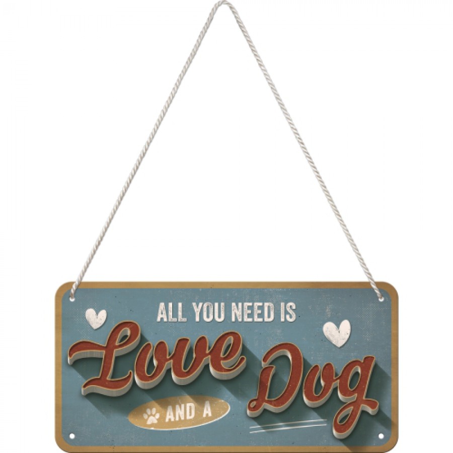 Placa metalica cu snur 10x20 Love Dog 1