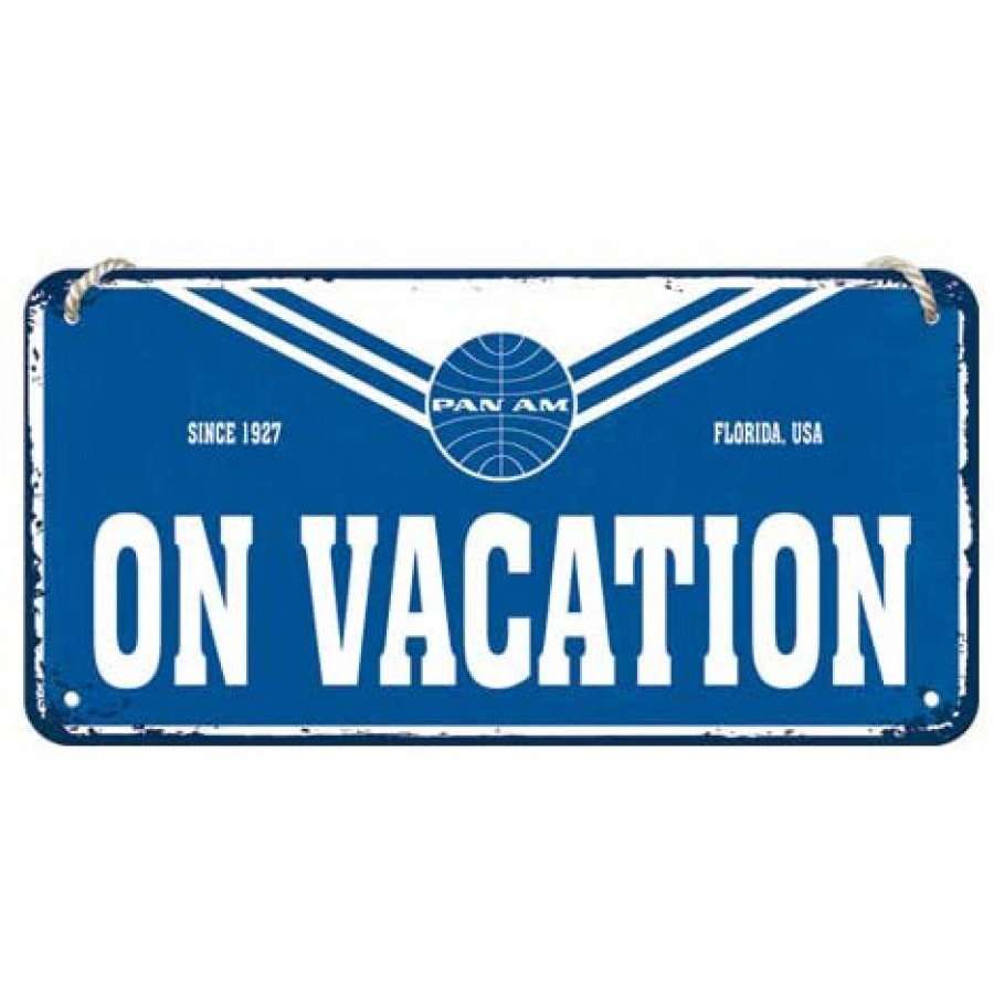 Placa metalica cu snur 10x20 Pan Am On Vacantion 1