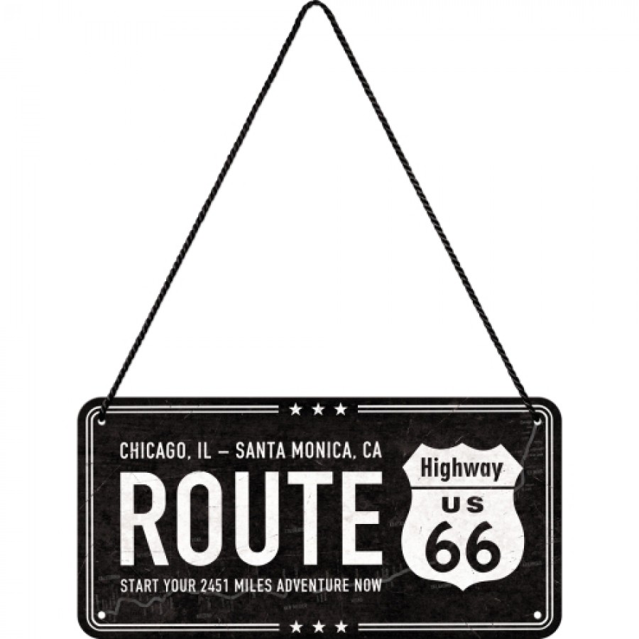 Placa metalica cu snur 10x20 Route 66 1