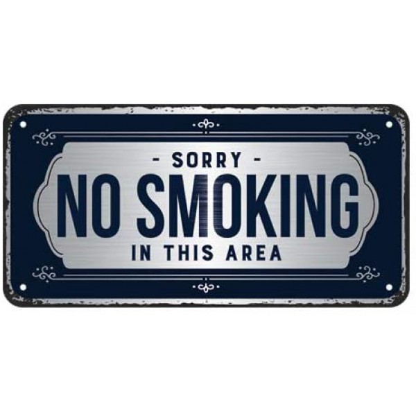 Placa metalica cu snur 10x20 Sorry No Smoking 2