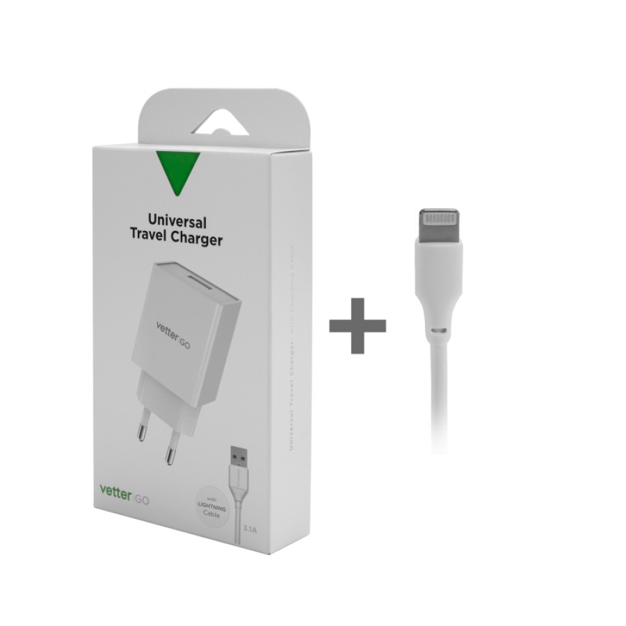 Smart Travel Charger with Lighting Cable Vetter Go 3.1A White 1