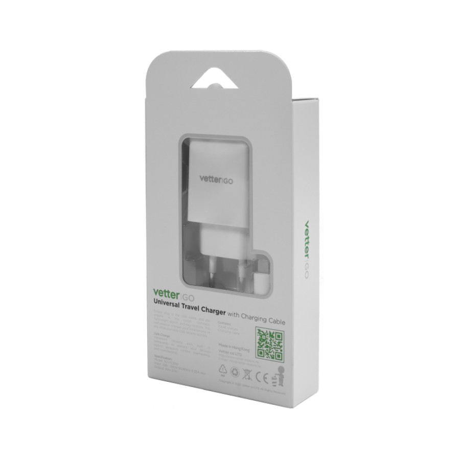 Smart Travel Charger with Type C Cable Vetter Go 3.1A White 1